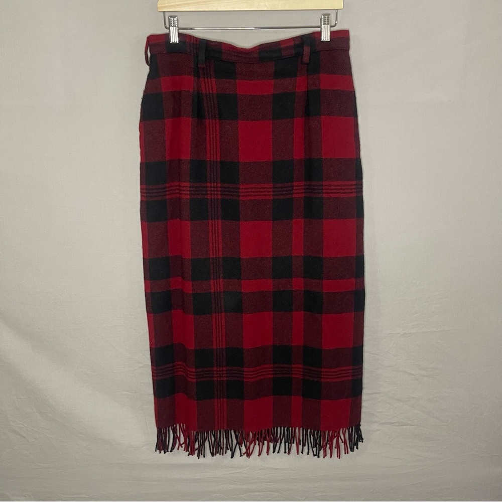 Woolrich Red and Black Plaid Midi Skirt